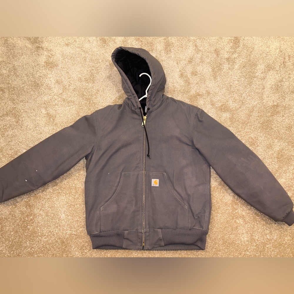 Vintage Carhartt Kids' Gray Hooded Puffer Jacket